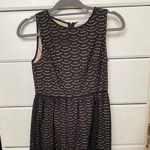 Loft A-Line Dress - Black and Nude Eyelet